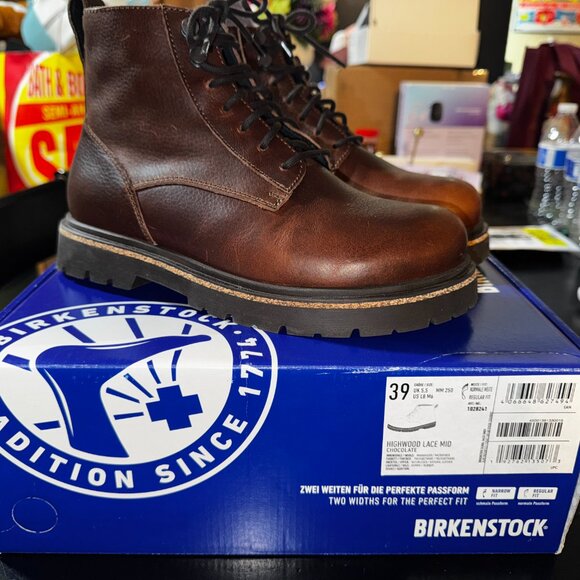 Birkenstock Highwood Lace Mid Men Leather - Chocolate - 39 Regular/Wide - NIB - Picture 2 of 10